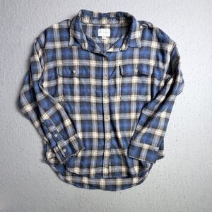 American Eagle Mens Flannel Long Sleeve Plaid Blue Small Super Soft Button Down